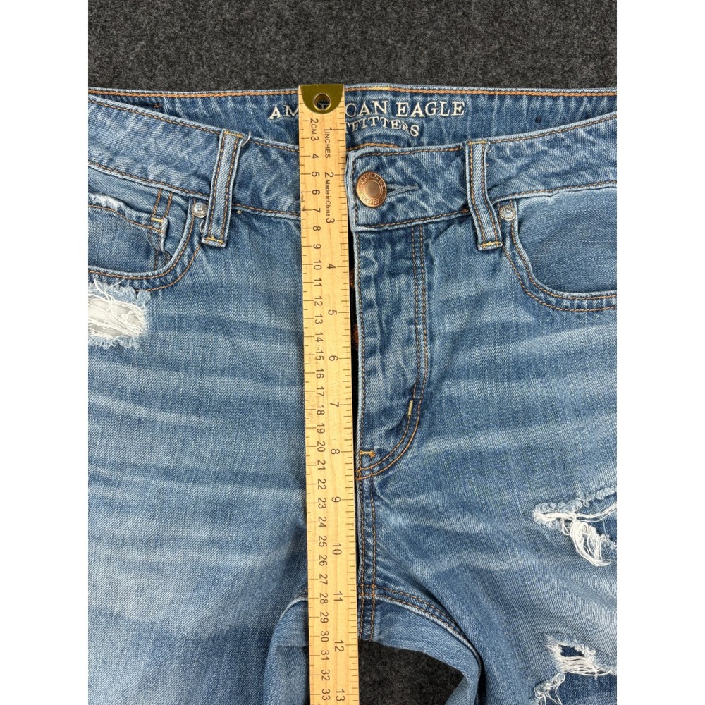 American Eagle Tomgirl Jeans Womens 4 Light Wash Distressed Button Fly Denim‎ - Picture 5 of 11
